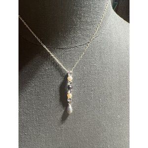 NVC Nataliya V Collister Necklace Fresh Water Pearl Silver Tone CZ Drop